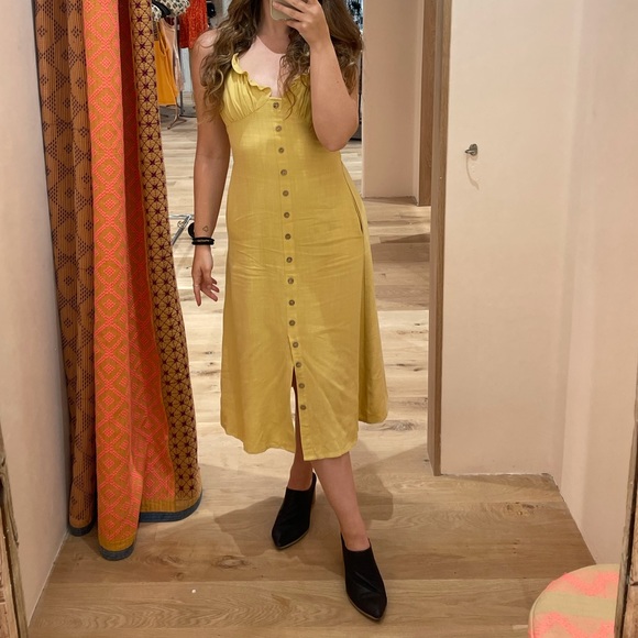 Yellow Button Midi Dress - Picture 2 of 6